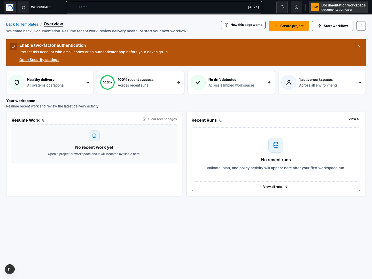 Overview page after opening a synthetic review notification, with no unread notification badge remaining.
