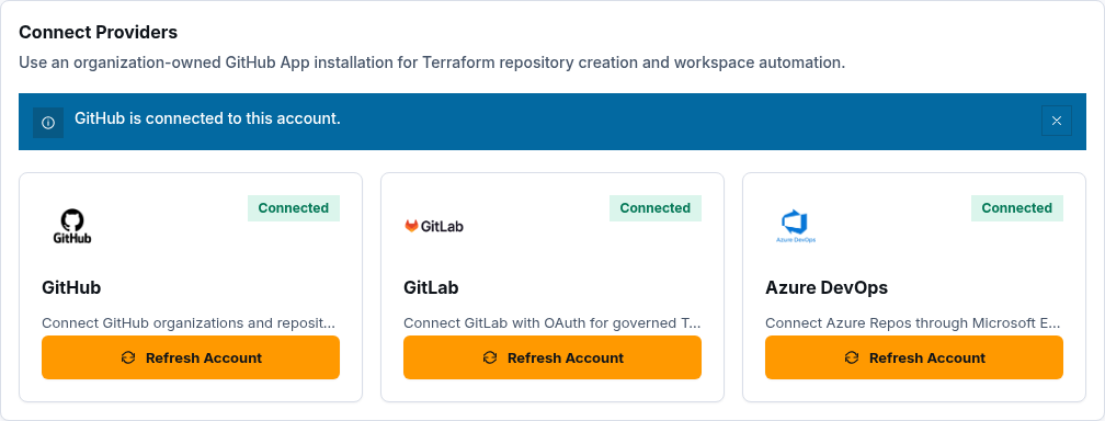 ScrinCloud provider connection area before external GitLab authorization