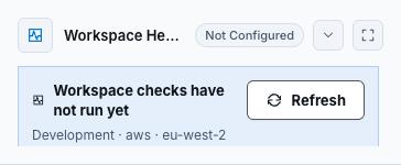 Workspace Health panel showing a synthetic review-required warning and healthy workspace access evidence.